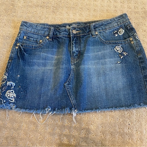 Skirt, Embellished Denim Mini - Picture 2 of 14